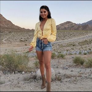 MAJORELLE 🦋 YELLOW TIE UP BLOUSE